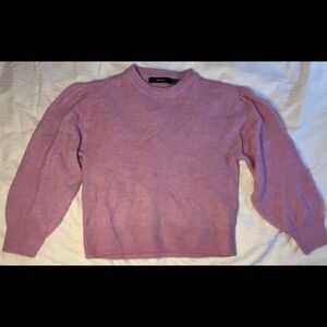 Elegant Purple Crew Neck Sweater with Soft Knit and Ribbed Cuffs